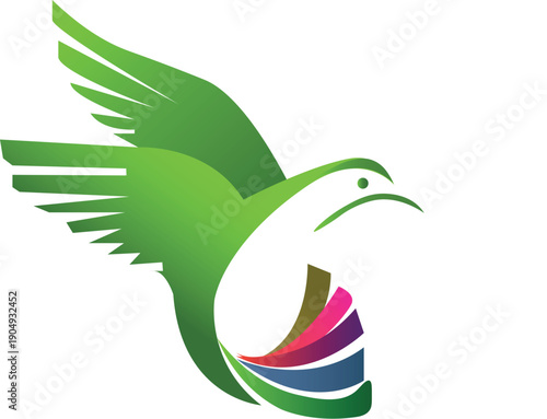 A flying dove of peace illustration featuring a white bird silhouette with a branch symbol to represent hope, freedom, and holy love in a clean vector art design