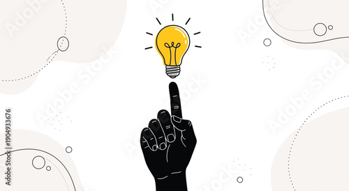 Trendy halftone collage human hands and lightbulb minimal creative concept for innovation startup and ideas
