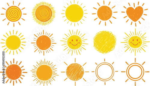 Sun icon simple outline symbol of sunlight warmth and energy