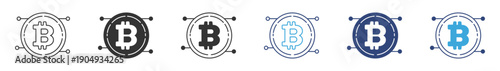 Bitcoin Coin Icon Set. Cryptocurrency and Digital Currency Symbol. Vector Illustration