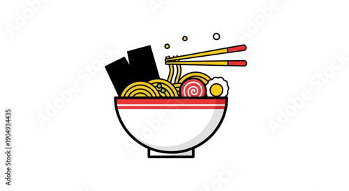 Bowl of ramen noodles illustration