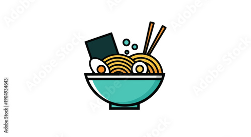 Bowl of ramen noodles illustration