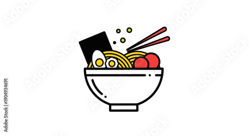 Bowl of ramen noodles illustration