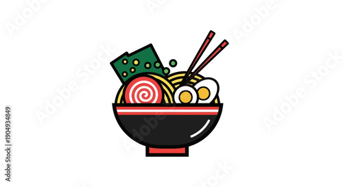 Bowl of ramen noodles illustration