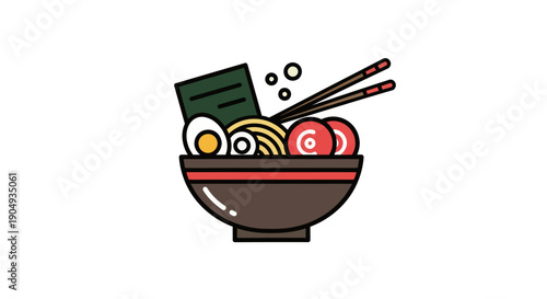 Bowl of ramen noodles illustration