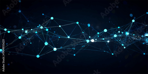 Elegant Blue Tech Background with Curving Data Flow and Digital Particle Effects