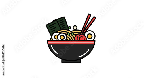 Bowl of ramen noodles illustration
