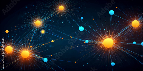 Geometric Science Fiction Background with Blue Constellation Pattern and Starry Space