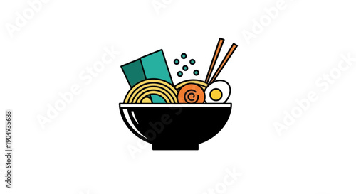 Bowl of ramen noodles illustration