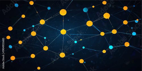 Abstract Futuristic Blue Technology Background with Digital Network Connections and Glowing Dots