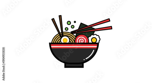 Bowl of ramen noodles illustration