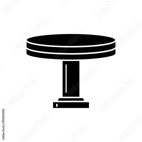 Simple black silhouette of a round table with a pedestal base