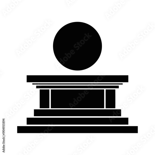 Simple black silhouette of a pedestal with a circular object on top