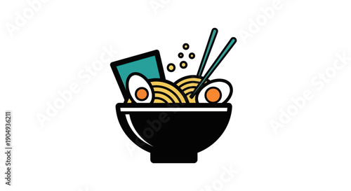 Bowl of ramen noodles illustration
