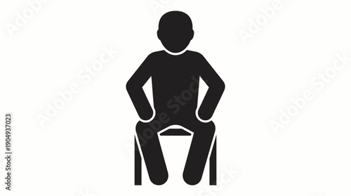 Toilet Icon Vector Silhouette | Black Restroom Symbol with Seated Person | Editable Public Facility Graphic for Signage, Bathroom, Hygiene, and Organizational Design Projects