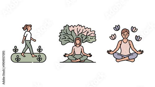 Diverse Yoga poses.