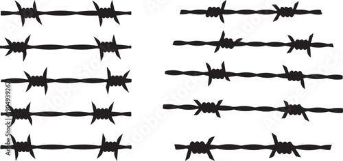 Vector illustration of multiple strands of barbed wire, representing restriction or boundary