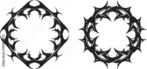 Vector illustration of abstract ornamental borders, tribal or gothic design elements