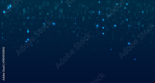 Falling binary code streams create a futuristic matrix rain background with glowing green data and cyber security atmosphere on dark tech backdrop.