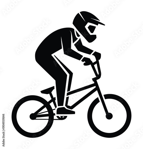 Vector illustration of a cyclist riding a mountain bike