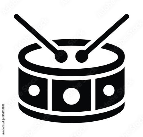 Vector illustration of a drum with two drumsticks