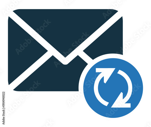 Vector graphic illustrating an envelope and a circular arrow indicating refresh or update