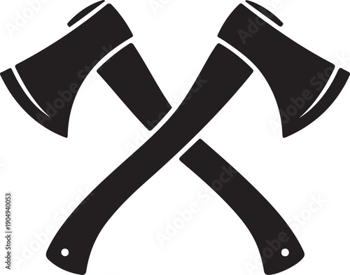 Two crossed black axes on a white background