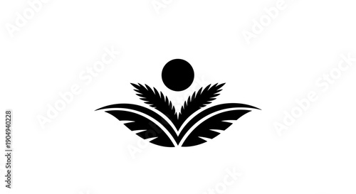 Abstract Human Figure with Outstretched Arms and Natural Leaf Elements, Isolated White Background