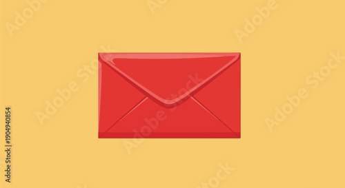 Red Envelope on Yellow Background Mail Letter.