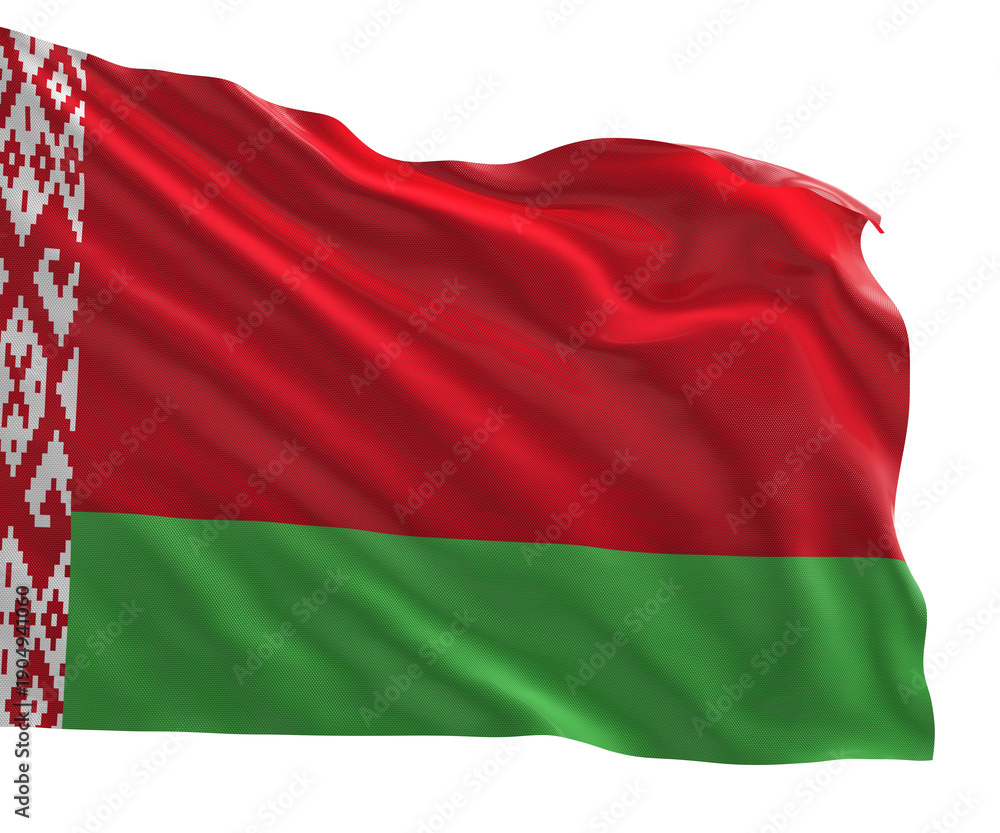 Obraz premium Realistic 3D render of the Belarus national flag, high quality fabric texture