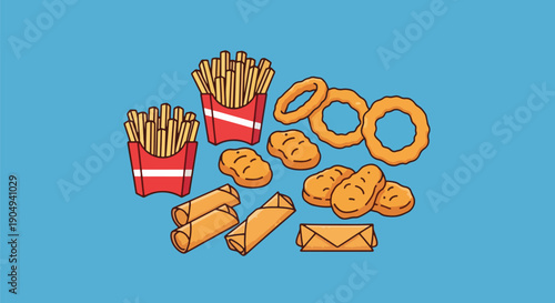 Fast Food Fries and Burgers Collection.