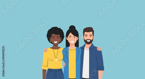 Diverse friends hugging multiracial group embracing.