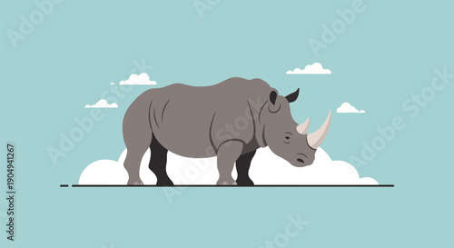rhino on cloud grey rhinoceros wildlife animal.
