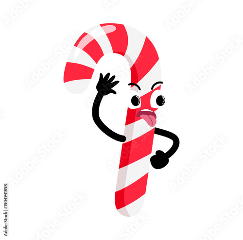 Cute Hand Drawn Naughty Candy Cane Expression