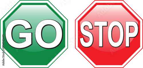 Vector illustration of Stop and Go sign sign isolated on pure white. EPS file available