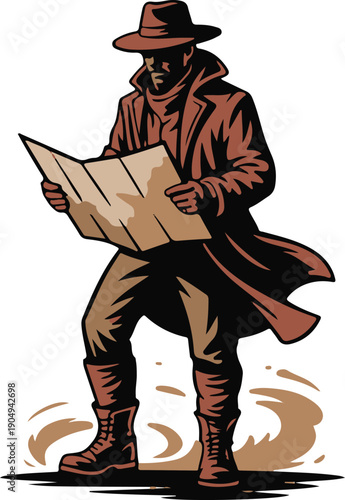 Desert Explorer Adventure Map Illustration Art