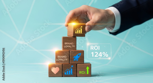 Businessman building brand loyalty with increasing ROI strategy