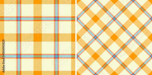 Tartan background textile of fabric texture seamless with a check pattern plaid vector. Set in rainbow colors. Stylish oilcloth for kitchen decor.