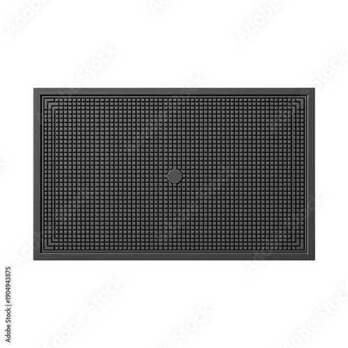 Wallpaper Mural A sleek and modern gray metal grate with a grid pattern on a black background Torontodigital.ca