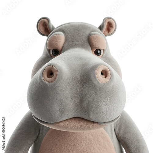 Wallpaper Mural A close-up of a cute plush hippopotamus toy with a black background Torontodigital.ca