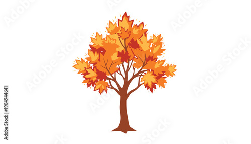 Autumn tree with orange and yellow leaves fall