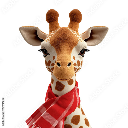 Wallpaper Mural A stuffed giraffe toy wearing a red scarf against a black background Torontodigital.ca