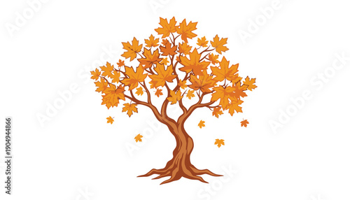 Autumn Tree with Falling Leaves nature