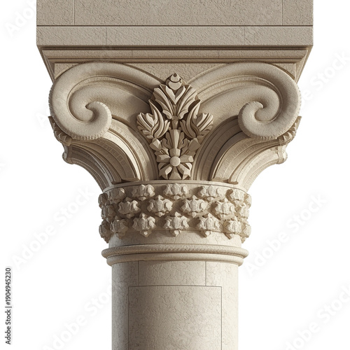 Wallpaper Mural A close-up view of an ornate stone column with intricate carvings and details against a black background Torontodigital.ca