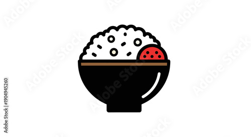 Bowl of rice illustration on white