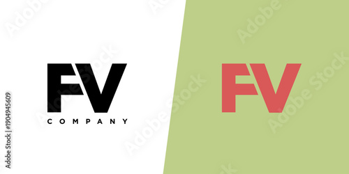 Letter F and V, FV logo design template. Minimal monogram initial based logotype.