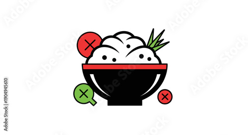 Bowl of rice illustration on white background