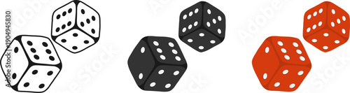 Dice, dice set, dice icon isolated on white background. Vector, designer illustration, web banner. Vector.