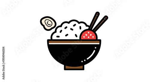 Bowl of rice with chopsticks and side dish