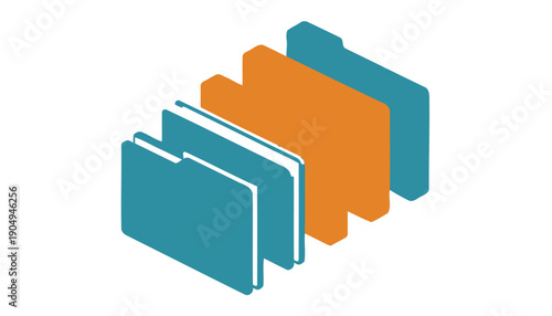 Teal and orange file folders on a white background
